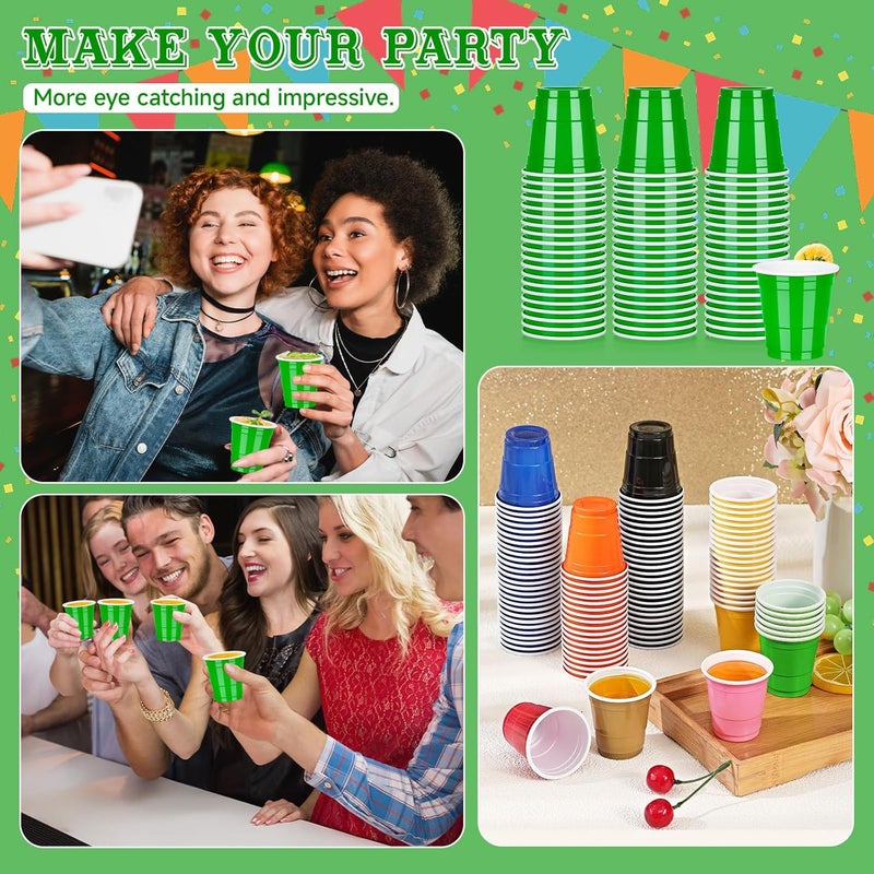 Pineburg 100Pack 2oz Carnival Plastic Shot Cups, Green Plastic Shot Glasses, Mini Disposable Cups for Parties Valentine's Day Weddings Birthday Party Games & Events Supplies(Green) - Image 5
